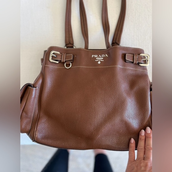 Prada Vitello Daino Side Pocket Tote / Shoulder Bag in Brown - Picture 1 of 8